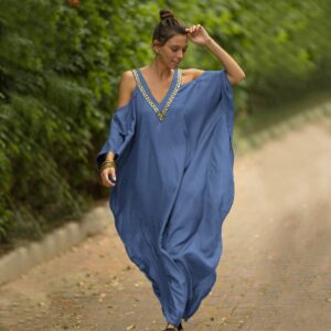 Sky blue sarong dress with African inspirations