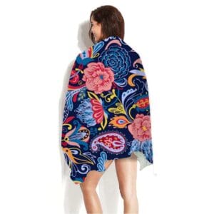 Serviette de plage en microfibre à fleurs