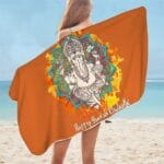 Serviette de plage en microfibre éléphant orange