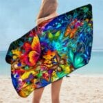 Serviette de plage en microfibre papillon flashy