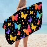 Serviette de plage en microfibre papillon multicolore