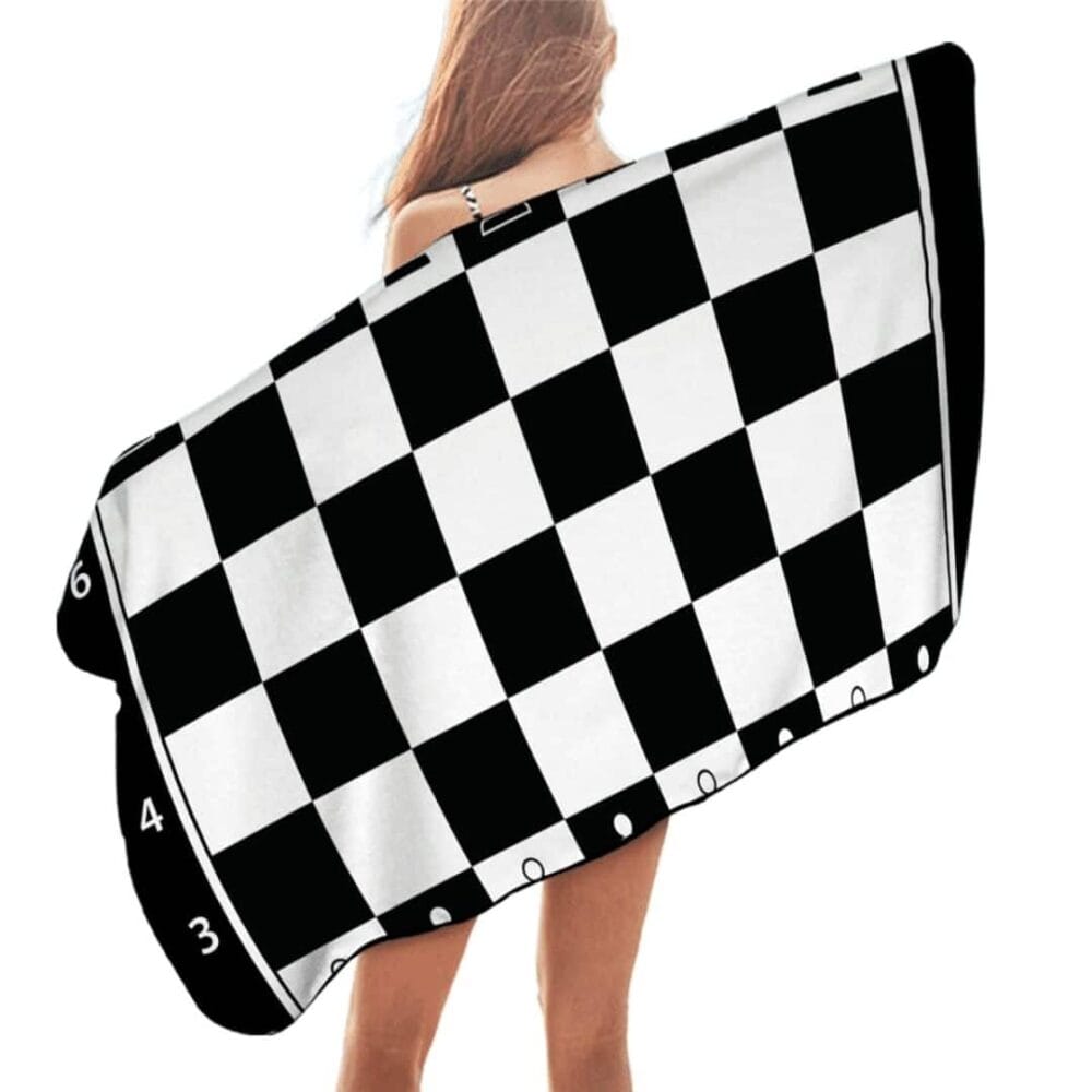 Serviette de plage en microfibre échiquier