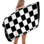 Serviette de plage en microfibre échiquier