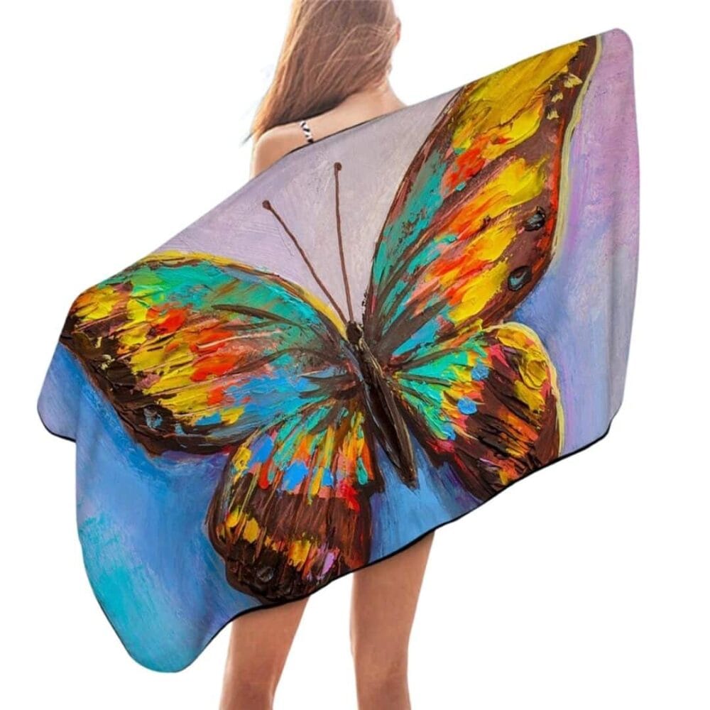 Serviette de plage en microfibre papillon