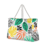 Grand sac de plage fourre-tout tropical dessin