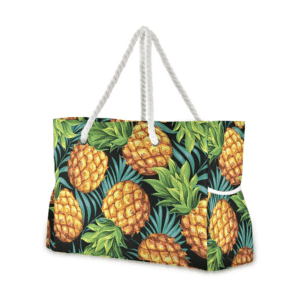 Grand sac de plage fourre-tout tropical ananas