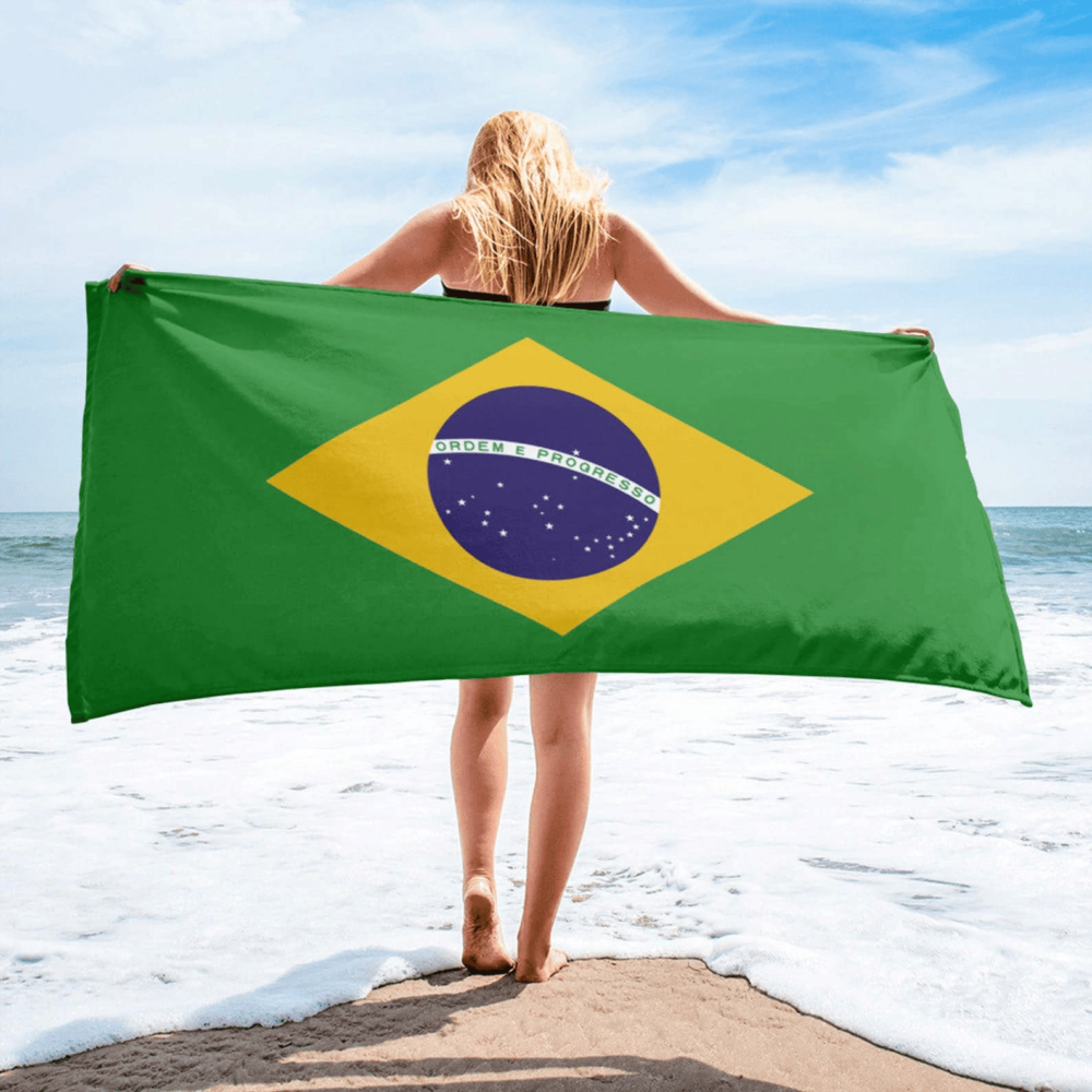 Serviette de plage en microfibre drapeaux Brésil
