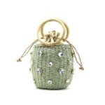 Sac de plage en paille original vert