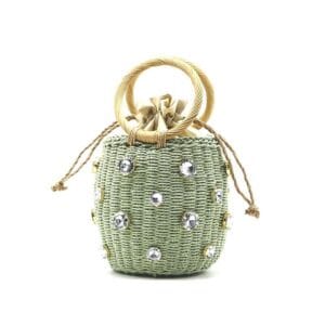 Sac de plage en paille original vert