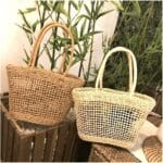 Sac de plage en paille panier fourre-tout