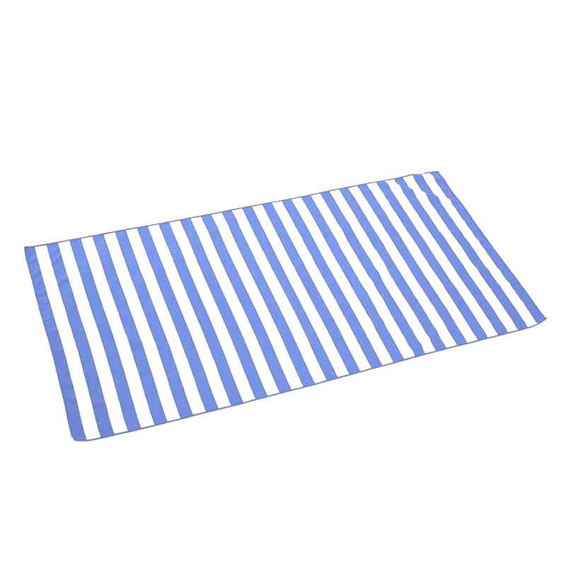 Serviette de plage en microfibre rayée bleu