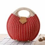 sac rond en osier rouge