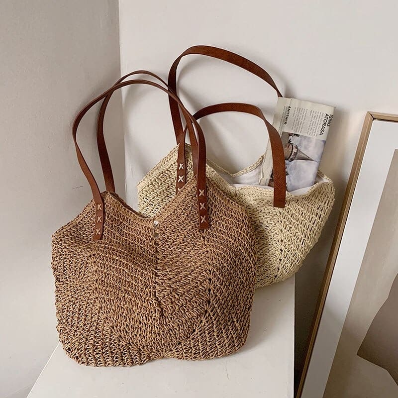 Grand sac fourre tout de plage 2 couleur