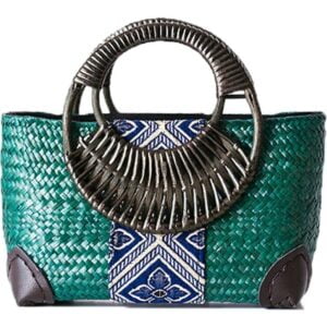 sac ethnique tissé à motifs vert