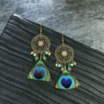 Boucles d'Oreilles Plumes de Paon rosace