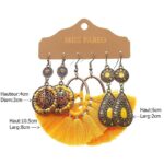 Boucles d'Oreilles Plumes et Breloques Jaune dim