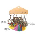 Boucles d'Oreilles Plumes et Breloques Multicolore dim