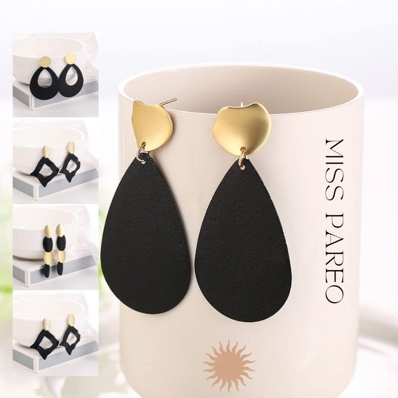 Boucles d'Oreilles Stylisées Noir et Or LIFESTYLE 3