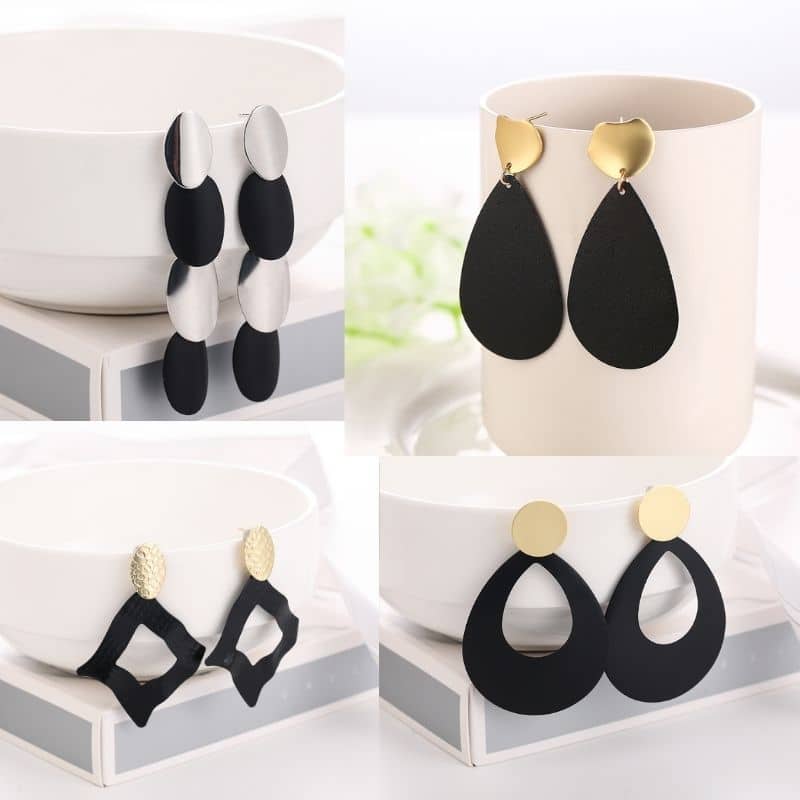 Boucles d'Oreilles Stylisées Noir et Or lifestyle 2