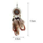 Boucles d'oreilles attrape-rêve à longues plumes dimension