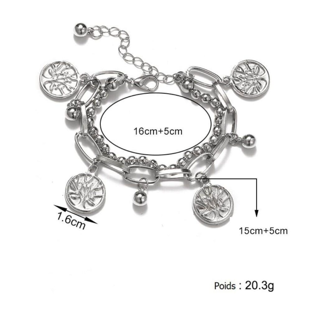 Bracelet Boheme Chaines et Breloques arbre de vie dimensions