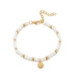 Chaines de Cheville Dorées à Perles Blanches perles blanc et or