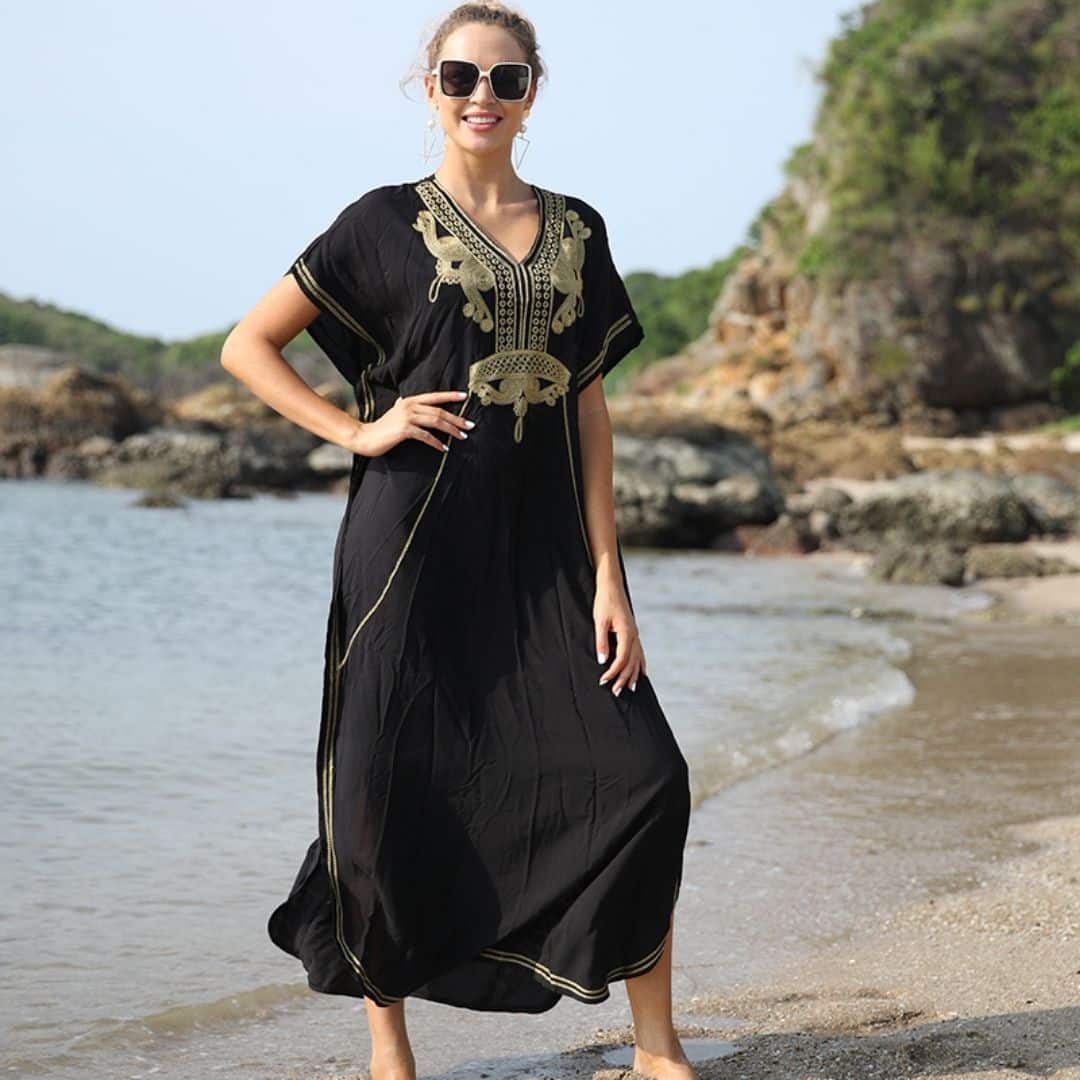 Mode Robes Robes de plage Luna Robe de plage noir style transparent 