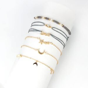 Pack de Bracelets Bohèmes à Pendentifs Dorés presentoir