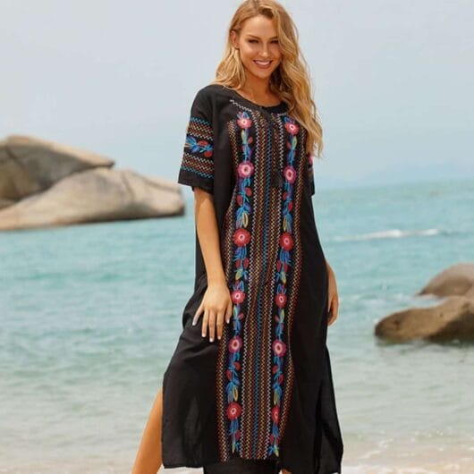 Robe de plage longue à imprimé élingue pour femmes, robes rondes