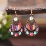 boucles d'oreilles gouttes ethniques colorées multicolore