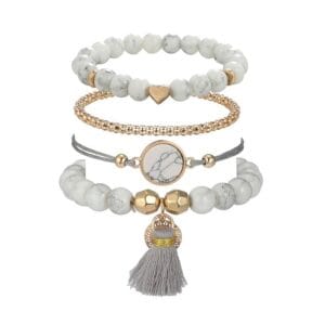 bracelet ethnique perles marbre et pendants détails 2