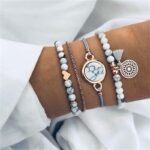 bracelet ethnique perles marbre et pendants produit