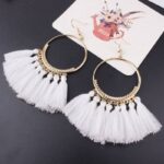 Boucles d'Oreilles Boho Pampilles Colorées blanc