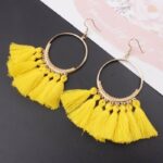 Boucles d'Oreilles Boho Pampilles Colorées jaune