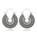 Boucles d'Oreilles Ethniques Argentées ronde argent