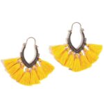 Boucles d'Oreilles Ethniques Demi-Lunes Colorées jaune