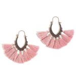 Boucles d'Oreilles Ethniques Demi-Lunes Colorées rose