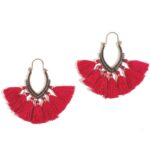 Boucles d'Oreilles Ethniques Demi-Lunes Colorées rouge