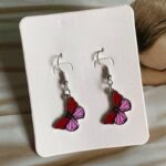 Boucles d'Oreilles Fantaisie Symbole Papillon rose