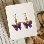 Boucles d'Oreilles Fantaisie Symbole Papillon violet