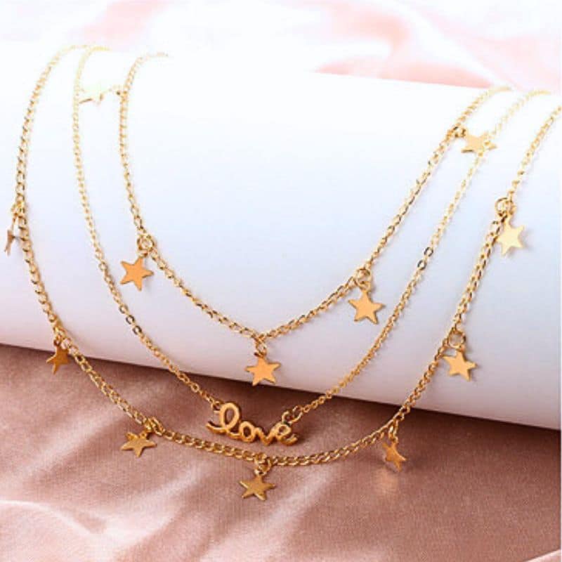 Collier Fantaisie Multirang Pendentif Étoiles et Love lifestyle 1