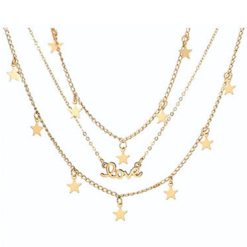 Collier Fantaisie Multirang Pendentif Étoiles et Love lifestyle 2