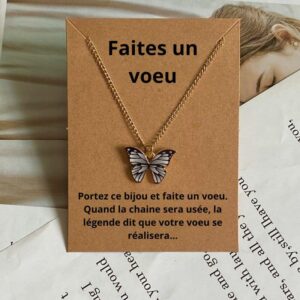 Collier Fantaisie Pendentif Papillon blanc