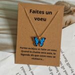 Collier Fantaisie Pendentif Papillon bleu