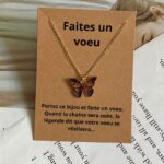 Collier Fantaisie Pendentif Papillon multicolore