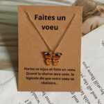 Collier Fantaisie Pendentif Papillon orange