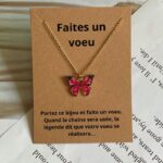 Collier Fantaisie Pendentif Papillon rouge