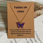 Collier Fantaisie Pendentif Papillon violet