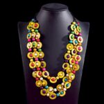 Collier Fantaisie en Bois Style Bohème Vintage jaune multicolore