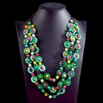 Collier Fantaisie en Bois Style Bohème Vintage vert multicolore